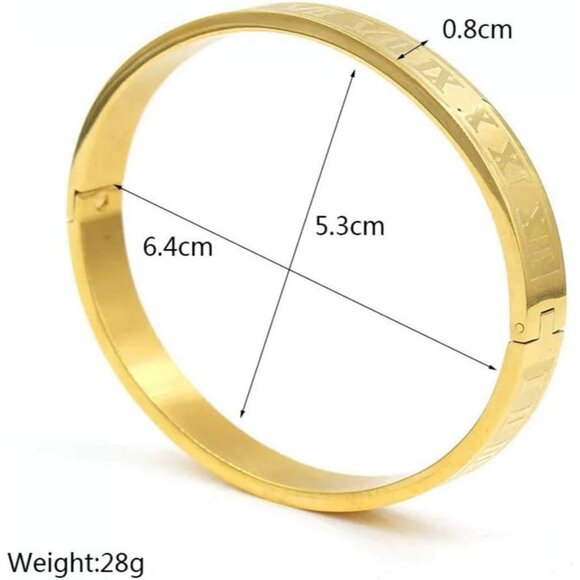 Gold Silver Plated Bracelets for Men Women Roman Numeral Bangle Bracelet - Picture 5 of 7